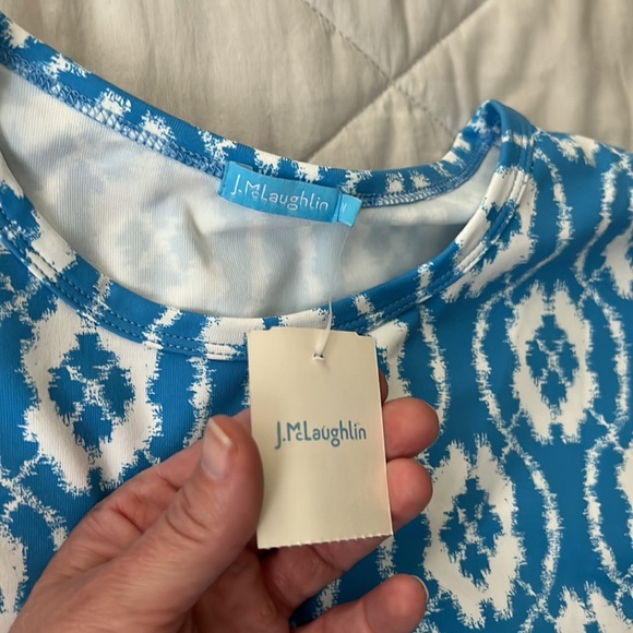 J. McLaughlin Wavesong Tee NEW with tags - medium blue white - Picture 3 of 16